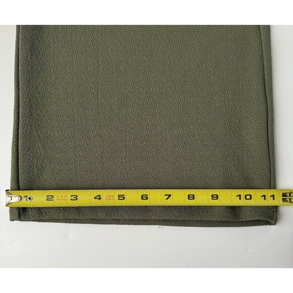 Derek Heart Womans Casual Wide Leg Pants M Olive Green Ruffle Waist Button - Picture 10 of 12